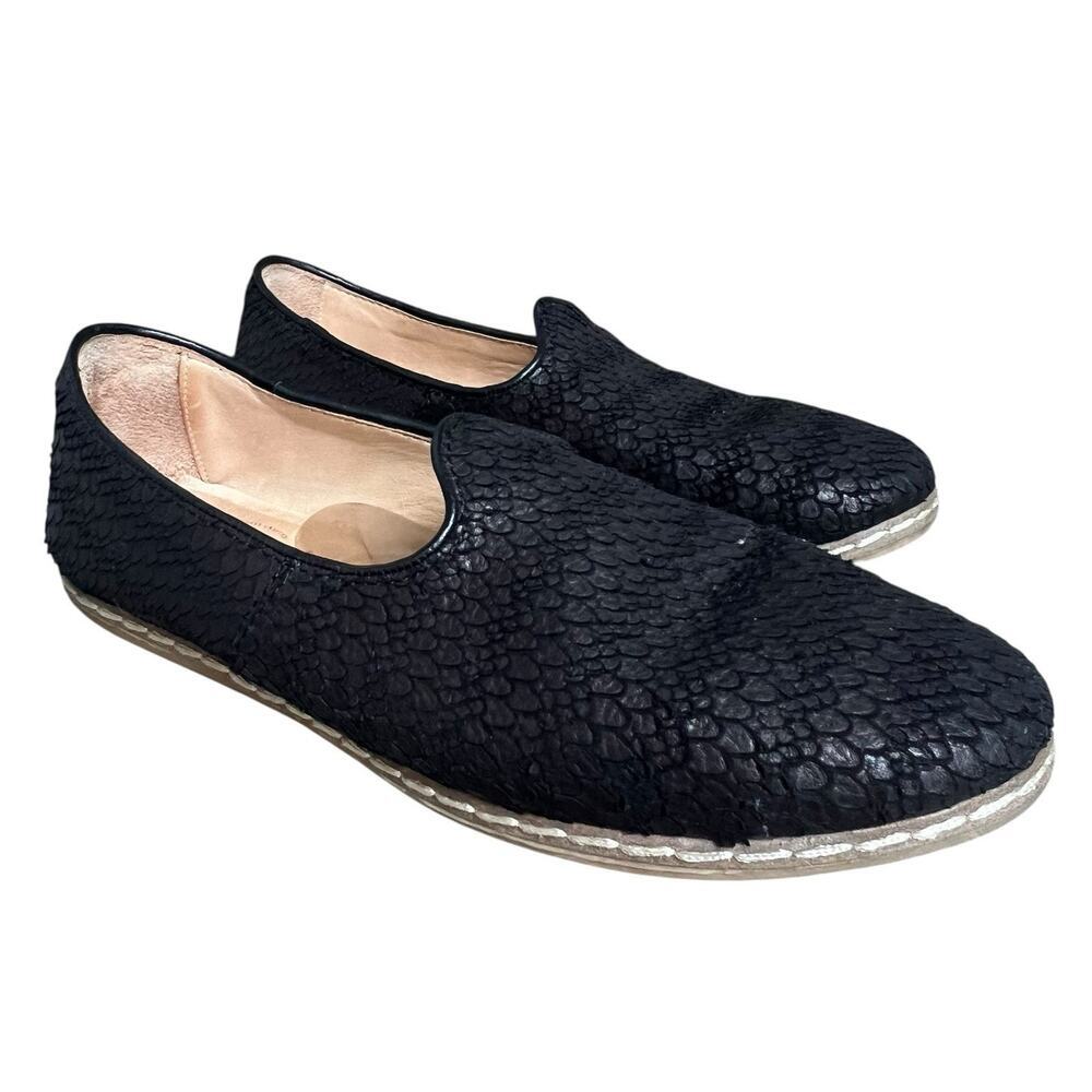 Charix Classic Wild Black Textured Leather Loafers Size 41 US 9.5-10